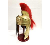 Antico Medievale Romano Centurione Vintage Casco Armatura Crest-Plume Gladiatore con Supporto in Legno