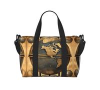 Antico Mondo Globo Piccolo Duffel Bag Pieghevole Borsa Da Viaggio Weekender Bag Pernottamento Palestra Ospedale Borse Per Donne & Uomini, nero, Taglia unica