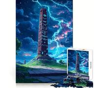 Antico obelisco sotto la tempesta, puzzle da 1000 pezzi per adolescenti, per la chiarezza mentale, passatempo rilassante, perfetto per le vacanze (38x52cm)