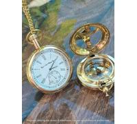 Antico orologio da tasca Elgin in ottone marittimo con bussola meridiana a...
