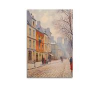 Antico Parigi Street Painting Neutro Parigi Cityscape Street Scene Pittura Scena Inverno Paesaggio urbano Francese Decorazione Della Parete Architettura Stampa Tela Arte Della Parete Per La