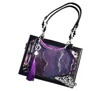 Antico stile cinese, luce per donne, ragazze e studenti con un tocco di vecchio stile cinese. Questa borsa vintage mostra una borsa per le donne, bandito vintage | Con decorativo, Nero/Viola,