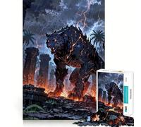 Antico Titano Tigre tra Rovine Apocalittiche Tempestose Puzzle per Adulti da 1000 Pezzi Gioco di Esercizio Mentale Zero Gap Perfetto Incastro Attività di Legami per Persone Amate (38x52cm)