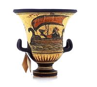 Antico vaso greco in ceramica Krater Dea Afrodite e Dioniso 17,5 cm Nero, Rosso