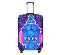 Anticsao Copertura elastica per bagagli da viaggio con statua di Buddha indiano, fungo psichedelico, copertura protettiva per valigia da viaggio per valigia piccola da 48,3 a 81,3 cm, Nero , L