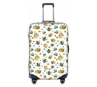 Anticsao Copertura elastica per valigie da viaggio con stampa con motivo a ape in stile cartone animato, bianco, L