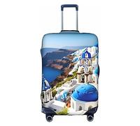 Anticsao Copertura elastica per valigie da viaggio con stampa di isola greca, vista mare, in spandex, adatta per bagagli da 45 a 71 cm, bianco, x-large