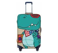 Anticsao Copertura per bagagli con simpatico dinosauro, lavabile, alla moda, antigraffio, per valigie, con dinosauro che gioca a skateboard, M, 1