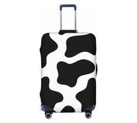 Anticsao Copertura per bagagli con simpatico gatto in stile cartone animato, lavabile, alla moda, antigraffio, con stampa di mucca, nero e bianco, M, 1
