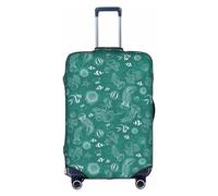 Anticsao Copertura per bagagli con stampa di delfini, fiori, stella marina, corallo, conchiglie, copertura elastica per bagagli da viaggio, in spandex, adatta per bagagli da 45,7 a 71,7 cm, bianco, S