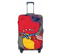 Anticsao Copertura per bagagli per motocicletta con dinosauro, lavabile, alla moda, antigraffio, con dinosauro che guida una moto, XL, 1, Cartone animato dinosauro super ero, x-large