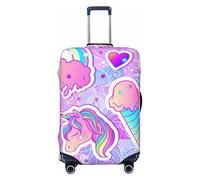 Anticsao Copertura protettiva elastica per valigie da viaggio colorata con unicorno, caramella, gelato, per valigie da viaggio da 48,3 a 81,3 cm, misura media, Nero , L