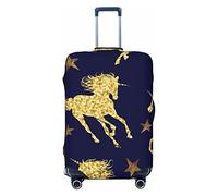 Anticsao Copertura protettiva elastica per valigie da viaggio con unicorno dorato, per valigie da viaggio da 48,3 a 81,3 cm, XL, Nero , L