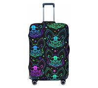 Anticsao Copertura protettiva per valigia da viaggio elastica colorata e luminosa a testa di pipistrello per valigia da viaggio si applica a 48,3 - 81,3 cm copertura per valigia media, Nero , L