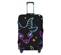 Anticsao Copertura protettiva per valigia da viaggio elastica multicolore a testa di capra per valigia da viaggio si applica a 48,3 - 81,3 cm valigia piccola, Nero , M