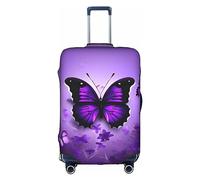 Anticsao Graziose farfalle viola personalizzate unisex bagagli elastico da viaggio valigia copertura (45,7 - 53,3 cm), bianco, S
