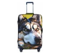 Anticsao Husky Dog Pattern Stampa Bagagli Copertura Valigie Copertura Elastica Viaggio Bagagli Protector Spandex Adatto 18-28 Pollici Bagagli, bianco, S