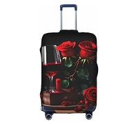 Anticsao Red Rose and Wine Romantic Lovers Decor copertura bagagli stampa valigia copertura elastica viaggio bagagli Protector spandex adatto per bagagli 45-71 cm, bianco, L