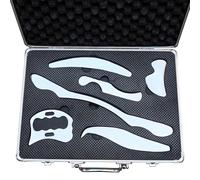 AnTiexi Set di 4 raschietti per muscoli Gua Sha, in acciaio inox, IASTM, per massaggio e raschiatura dei tessuti molli, fisioterapia per schiena, gambe, braccia (set AnTiexi)