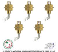 Antifurto 5 Sensori Magnetici Ottone da Incasso x Porte Blindate Cancelli Ferro
