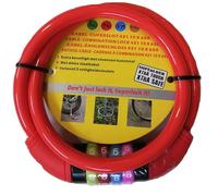 Antifurto bicicletta lucchetto colorato con combinazione per bambini 4 cifre 65 centimetri (Rosso)
