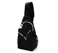 Antifurto Borsello A Tracolla Cat Dog Paw Prints Heart Black Borse Petto Causal,Moda Zainetto per Viaggio Trekking Uso Quotidiano