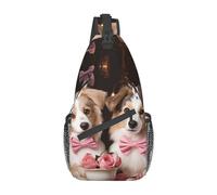 Antifurto Borsello A Tracolla Romantic Love Couple Dog Printed Borsa A Tracolla Sul Petto Portatile,Moda Sling Bag per Ciclismo Trekking Outdoors