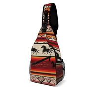 Antifurto Borsello A Tracolla Southwest Native American Ethnic Horse Dream Catcher Art Red Tracolla Borse Libero,Moda Sling Bag per Trekking Outdoors Uso Quotidiano