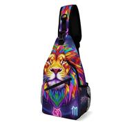 Antifurto Borsello A Tracolla Trippy Lion Leo Constellation Art Tracolla Borse Moda,Pratica Borsa Petto per Campeggio Alpinismo Outdoors