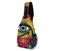 Antifurto Borsello Uomo Abstract Colorful Trippy Eye Art Borsa A Tracolla Tattica Sportivo,Pratica Sling Bag per Alpinismo Ciclismo Trekking
