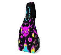 Antifurto Borsello Uomo Goth Gothic Skull Mushroom Magic Witch Witchy Borse Petto Unisex,Moda Sling Bag per Outdoors Viaggio Uso Quotidiano