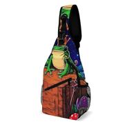 Antifurto Borsello Uomo Magic Mushrooms Frog Trippy Art Tracolla Borse Moda,Portatile Borsa Crossbody per Ciclismo Donna Uso Quotidiano