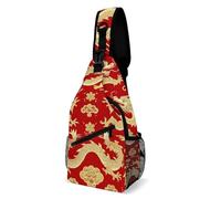 Antifurto Borsello Uomo Red Chinese Dragons Flowers Borsa A Tracolla Tattica Moda,Multifunzionale Borsa Crossbody per Campeggio Donna Ciclismo