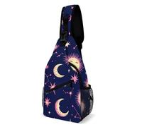 Antifurto Borsello Uomo Space Galaxy Constellation Sun Moon Stars Pattern Borsa A Tracolla Militare Multifunzionale,Causal Tattico Borsetta per Trekking Uomo Alpinismo