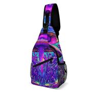Antifurto Borsello Uomo Trippy Mushroom Magical World Glowing Art Borsa A Tracolla Militare Moda,Sportivo Tattico Borsetta per Alpinismo Outdoors Trekking