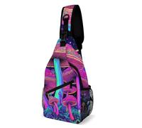 Antifurto Borsello Uomo Trippy Mushroom Universe Planet Art Borsa Sul Petto Multiuso,Moda Borsa Crossbody per Alpinismo Palestra Donna