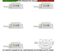 Antifurto Infissi non Ferrosi 5 Contatti Magnetici Alette NC Allarme Apertura