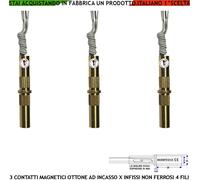 Antifurto Infissi non Ferrosi Allarme 3 Contatti Magnetici Chiodo Ottone Incasso