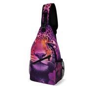 Antifurto Zaino A Monospalla Beautiful Wild Animal Tiger Abstract Flowers Art Tracolla Borse Moda,Pratica Tattico Borsetta per Ciclismo Palestra Uso Quotidiano