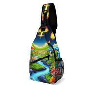 Antifurto Zaino A Monospalla Mushroom Trippy Magic Butterfly Art Borsa A Tracolla Tattica Multiuso,Pratica Borsa Pettorale per Palestra Trekking Ciclismo