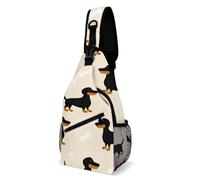 Antifurto Zaino A Monospalla Wiener Dog Doxie Dachshund Weiner Dog Pet Dogs Borsa Sul Petto Unisex,Sportivo Borsa Tattica Sul Petto Militare per Uomo Moto Palestra