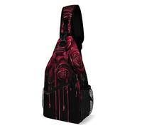 Antifurto Zaino Monospalla Blood Red Roses Art Borse Petto Sportivo,Libero Borsa Petto per Ciclismo Donna Campeggio