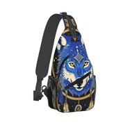 Antifurto Zaino Monospalla Boho Totem Native American Wolf Dream Catcher Borse Petto Pratica Borsa A Spalla Uomo per Outdoors Donna Uomo