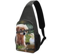 Antifurto Zaino Monospalla Dog And A Duck Borsa A Tracolla Militare Moda,Portatile Borsa A Petto per Viaggio Trekking Donna