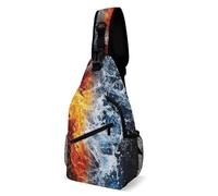 Antifurto Zaino Monospalla Ice Water Blue Fire Flame Borsa Sul Petto Moda,Unisex Borsa Crossbody per Alpinismo Donna Outdoors