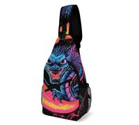 Antifurto Zaino Monospalla Mystery Dragon Trippy Art Borsa A Tracolla Militare Pratica,Libero Zainetto per Alpinismo Trekking Viaggio