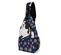 Antifurto Zaino Monospalla Retro Flowers English Springer Spaniel Borsa A Tracolla Militare Libero,Unisex Borsa A Spalla Uomo per Ciclismo Donna Campeggio