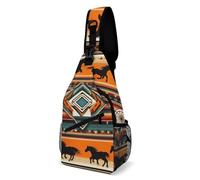 Antifurto Zaino Monospalla Southwest Native American Ethnic Horse Dream Catcher Art Borsa A Tracolla Militare Moda,Unisex Zainetto per Palestra Donna Uso Quotidiano