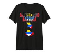 Antigua e Barbuda Mappa Bandiera Orgoglio Caraibi Maglietta Premium