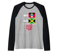 Antigua Plus Jamaican Mix Dna Bandiera Maglia con Maniche Raglan